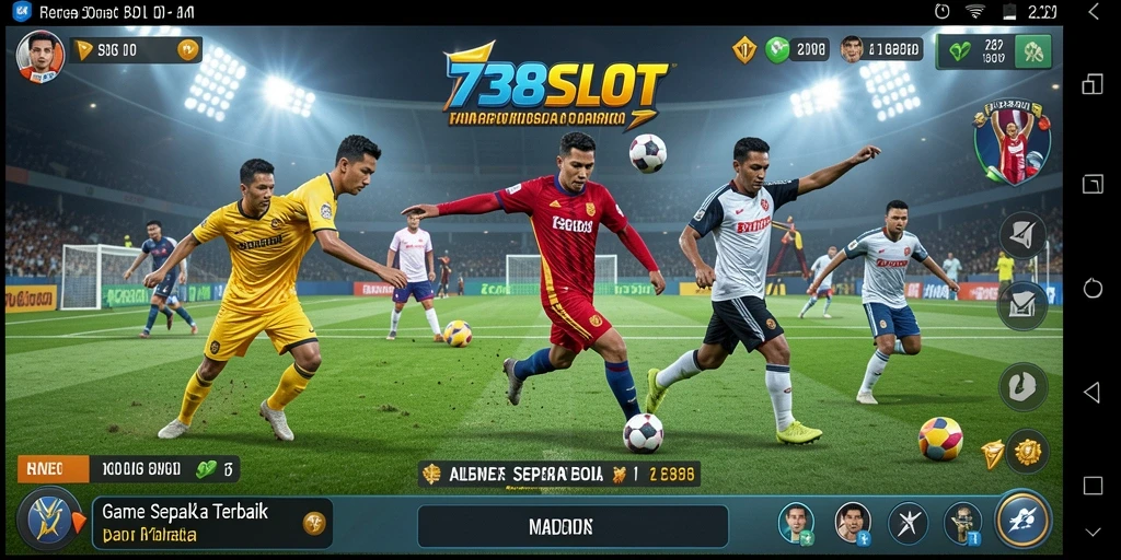 Screenshot 738SLOT menampilkan aksi seru dalam pertandingan sepak bola.