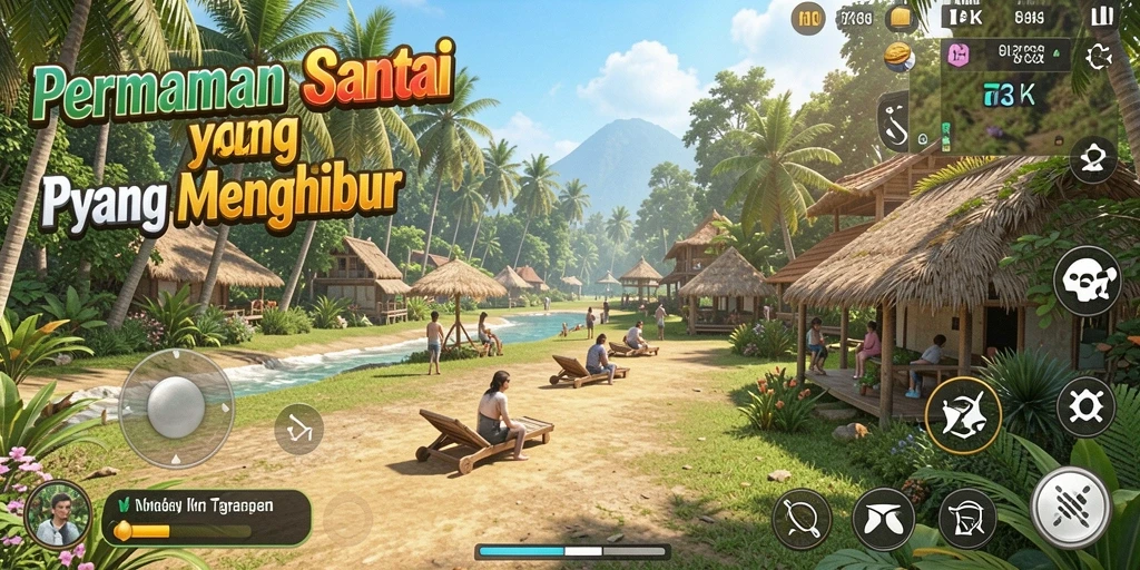 Tampilan gameplay <strong>73K</strong> yang menarik dan penuh warna.