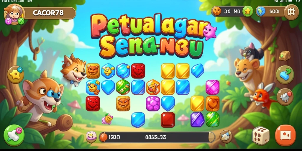 Screenshot gameplay CACOR78 menampilkan aksi mencocokkan objek berwarna.
