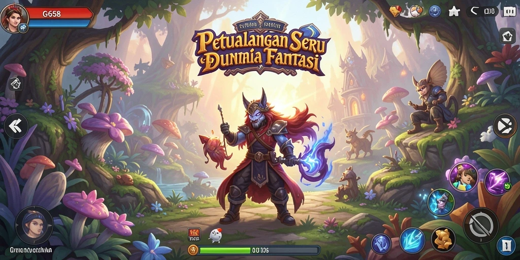 Screenshot utama G668 menampilkan aksi petualangan seru di dunia fantasi.