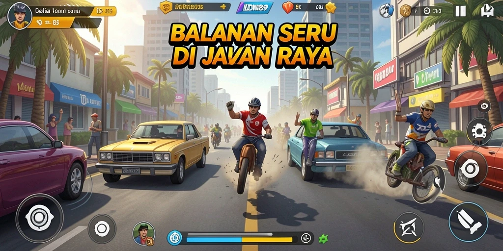 Screenshot IDN89 menampilkan aksi balapan yang mendebarkan.