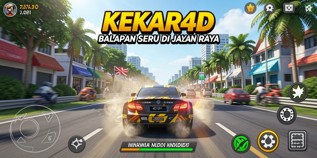 Screenshot gameplay <strong>KEKAR4D</strong> dengan balapan mendebarkan.