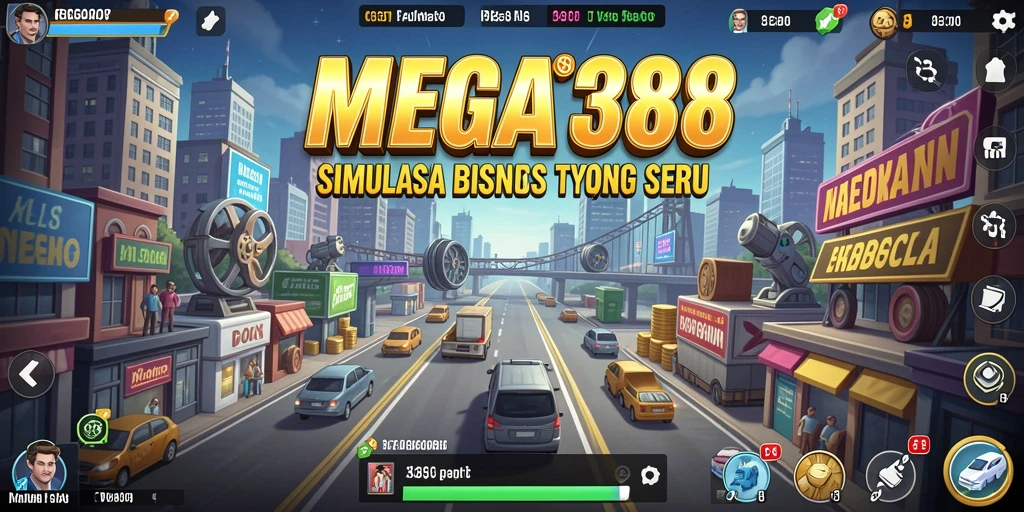 Tampilan gameplay seru dalam MEGA388 dengan berbagai aktivitas bisnis.