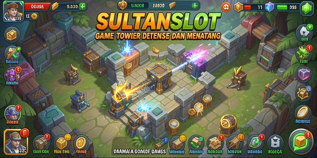 Tampilan gameplay menegangkan dalam SULTANSLOT dengan strategi Tower Defense.