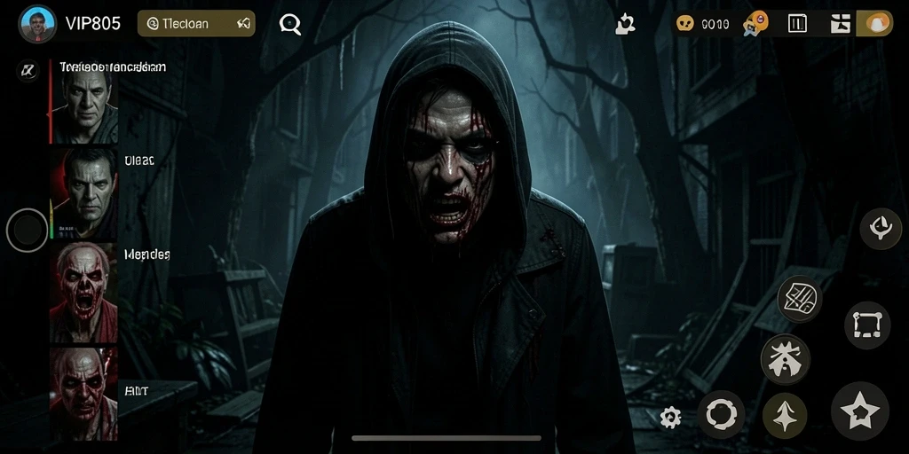 Tampilan gameplay menegangkan dengan suasana horror yang mencekam.